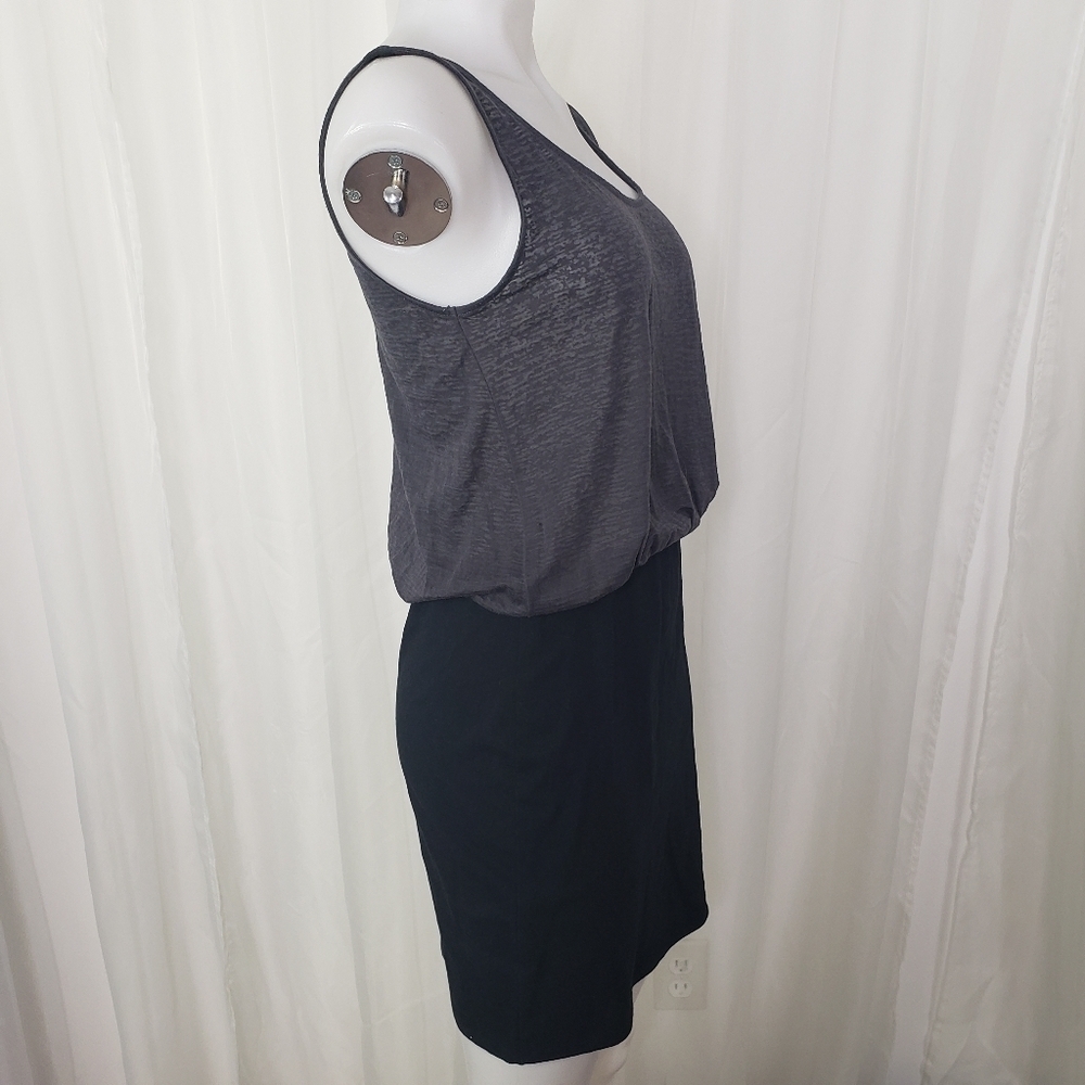 Express dress gray flounce slub top with bodycon black skirted bottom sleeve - Picture 4 of 7